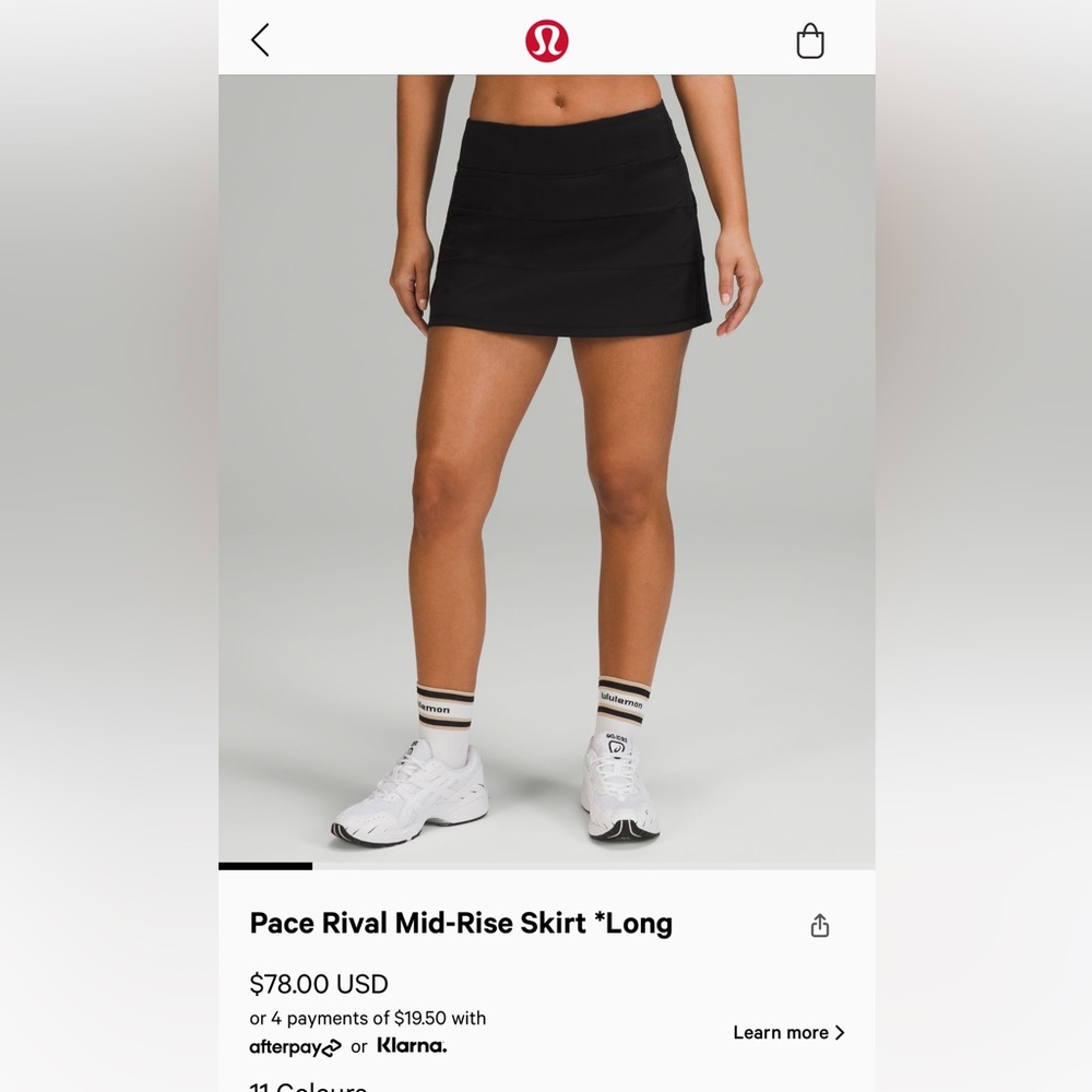 Lululemon pace rival skirt size 6